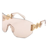 HW2065 - Rimless Oversize Retro Chunky Square Wholesale Sunglasses