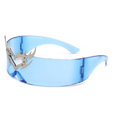 HW1011 - Futuristic Cyclops Wraparound Shield Translucent Crown Design Wholesale Sunglasses