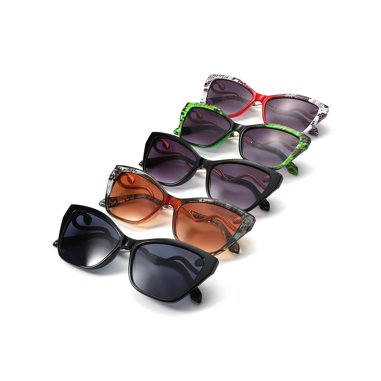 HS2207 - Oversized Square Cat-Eye Wavy Temples Sunglasses - Iris Fashion