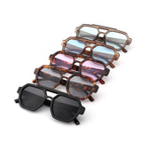 HS1342 - Square Geometric Block Brow-Bar Aviator Wholesale Sunglasses
