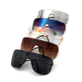 HW2071 - Oversize Rimless Shield Wraparound Flat Top Wholesale Sunglasses
