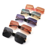 HJ3035 - Square Chain-Link Luxurious Oversize Rimless Wholesale Sunglasses