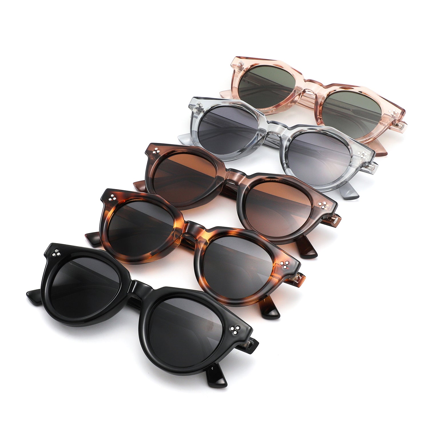 P/C028-1 - Chunky Round Keyhole Retro Sunglasses - Iris Fashion