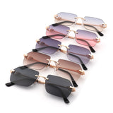 HJ2090 - Rimless Leopard Design Tinted Lens Square Wholesale Sunglasses