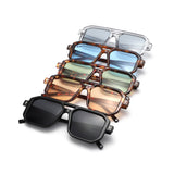 HS1382 - Square Brow-Bar Flat Top Tinted Lens Wholesale Sunglasses
