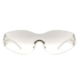 HW2064 - Rimless Sleek Double Star Fashion Shield Wholesale Sunglasses