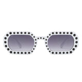 HS2154 - Square Retro Geometric Tinted Rhinestone Fashion Wholesale Sunglasses