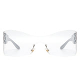 HW1010 - Futuristic Square Mirrored Flat Top Wrap Around Shield Wholesale Sunglasses