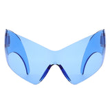 HS2170 - Rimless Modern Oversize Color Pop Curved Wholesale Sunglasses