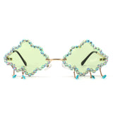 HJ2095 - Rimless Cloud Shape Hanging Charms Wholesale Sunglasses