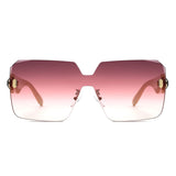 HS2198 - Oversize Rimless Fashion Shield Square Wholesale Sunglasses