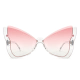 HS1401 - Oversized Winged Cat Eye Semi-Rimless Butterfly Wholesale Sunglasses