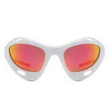 HS1241 - Geometric Wrap Around Chunky Square Sport Wholesale Sunglasses