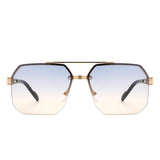 HJ2089 - Square Half Frame Retro Brow-Bar Wholesale Sunglasses