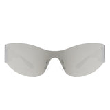 HW1013 - Futuristic Mirrored Cyberpunk Sport Reflective Shield Wholesale Sunglasses