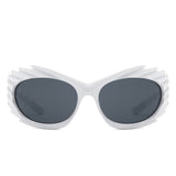 HS2136-1 - Wrap Around Oval Spike Oversize Fashion Wholesale Sunglasses