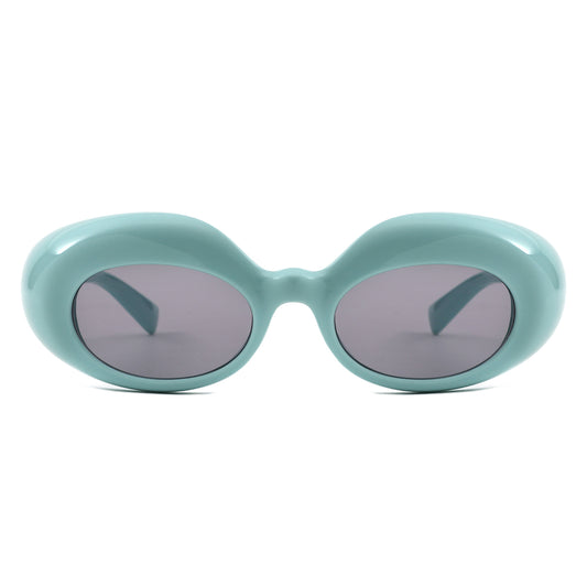 HS1430 - Chunky Retro Thick Frame Fashion Oval Sunglasses