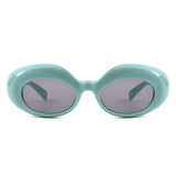 HS1430 - Chunky Retro Thick Frame Fashion Oval Sunglasses