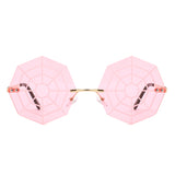 HW2062 - Geometric Round Spider Web Tinted Colored Wholesale Sunglasses