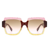 HS2161 - Women Fashion Oversize Flat Top Square Wholesale Sunglasses