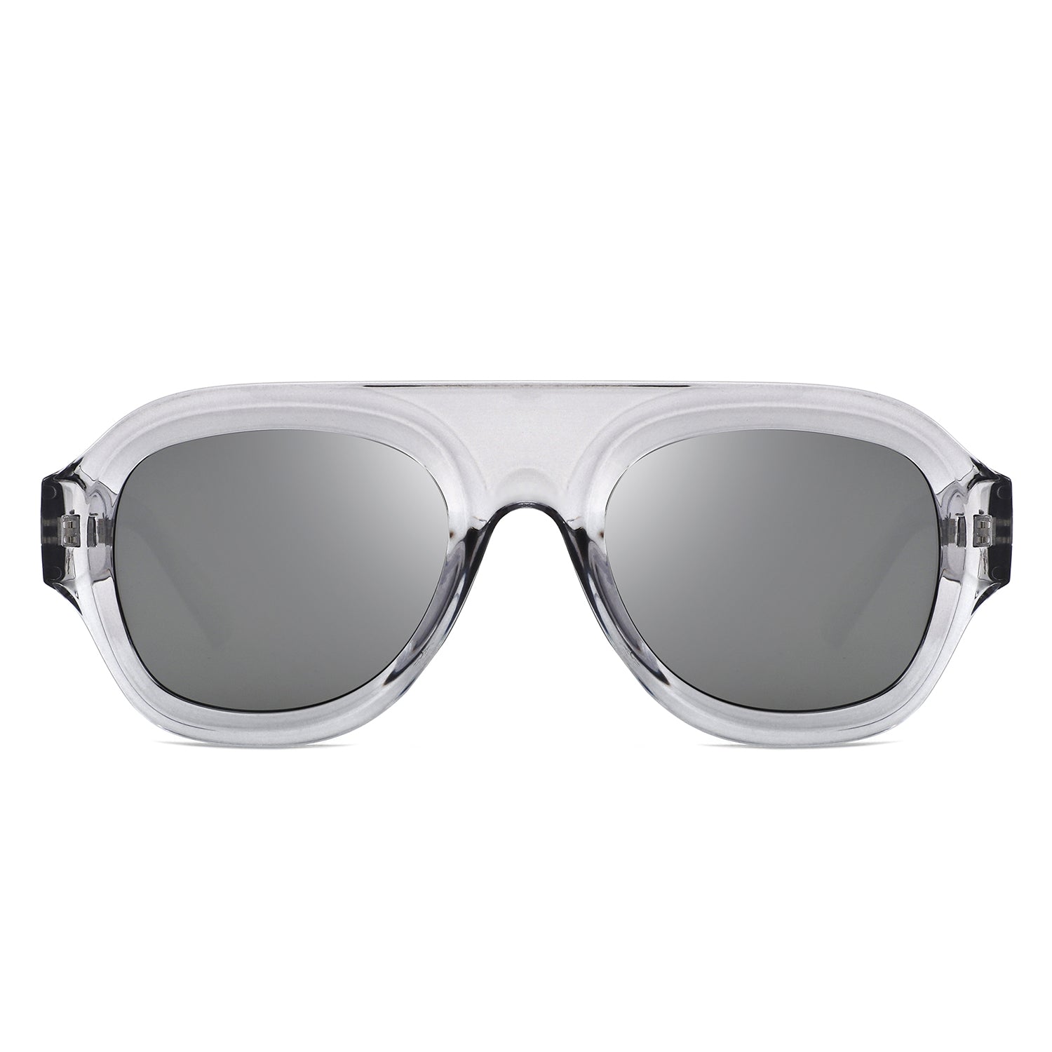 HS1406 - Bold Retro Aviator Shield Chunky Sunglasses - Iris Fashion