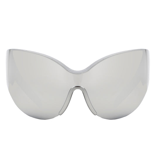 HW1014 - Futuristic Oversize Shield Wrap Around Tinted Wholesale Sunglasses