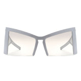 HS1286 - Geometric Square Semi-Rimless Cat Eye Oversize Fashion Wholesale Sunglasses