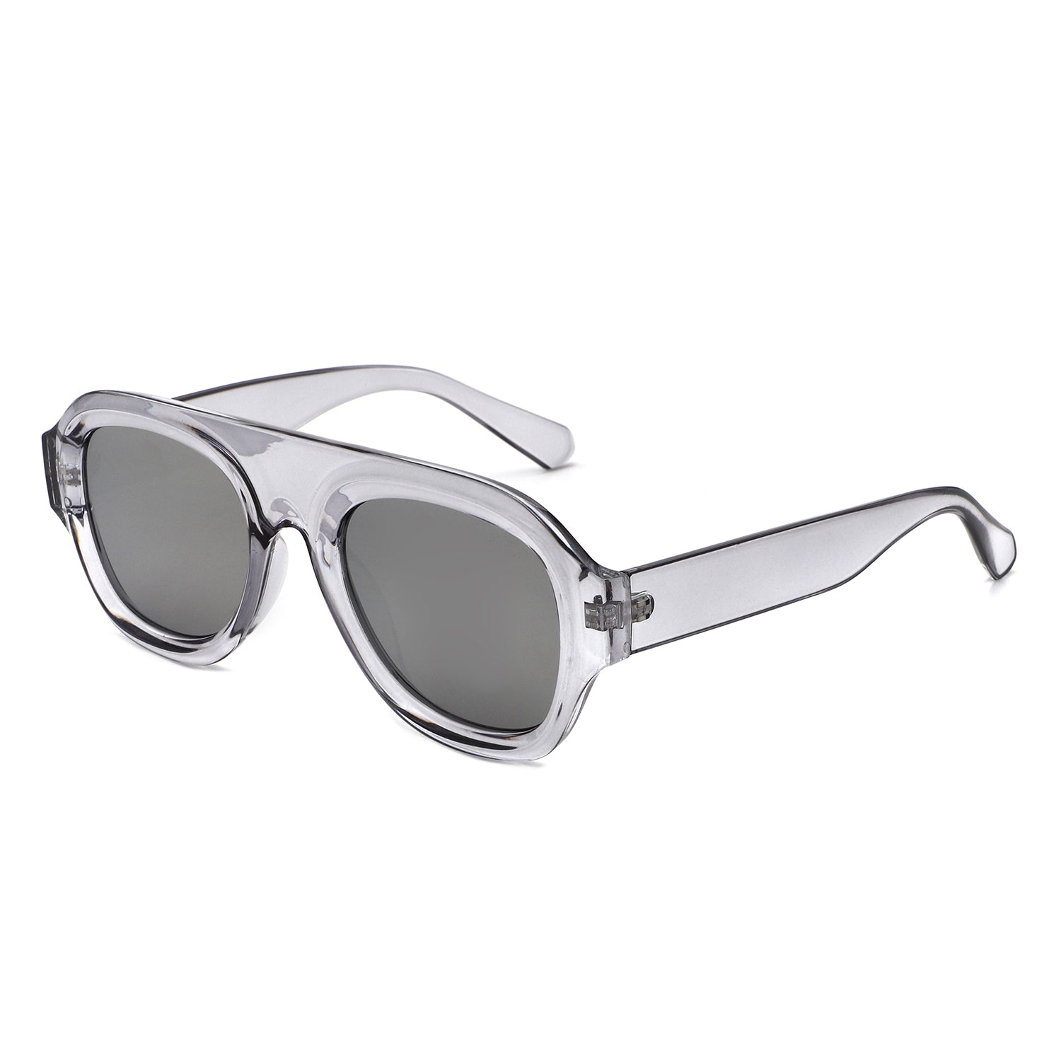 HS1406 - Bold Retro Aviator Shield Chunky Sunglasses - Iris Fashion