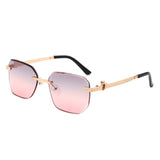 HJ2073 - Rectangle Rimless Curved Tinted Square Wholesale Sunglasses