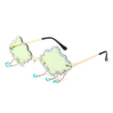 HJ2095 - Rimless Cloud Shape Hanging Charms Wholesale Sunglasses