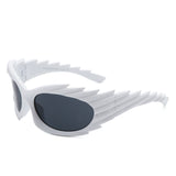 HS2136-1 - Wrap Around Oval Spike Oversize Fashion Wholesale Sunglasses