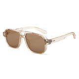 HS1433 - Oversized Brow-Bar Square Aviator Sunglasses
