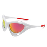 HS1241 - Geometric Wrap Around Chunky Square Sport Wholesale Sunglasses