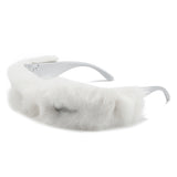 HS1152-2 - Y2K Wrap Around Fuzzy Fashion Furr Women Wholesale Sunglasses