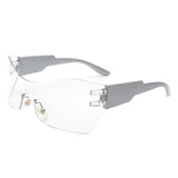 HW1010 - Futuristic Square Mirrored Flat Top Wrap Around Shield Wholesale Sunglasses