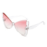 HS1401 - Oversized Winged Cat Eye Semi-Rimless Butterfly Wholesale Sunglasses