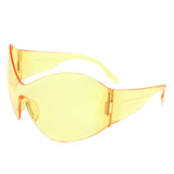 HW1012 - Women Fashion Rimless Oversized Shield Wraparound Wholesale Sunglasses