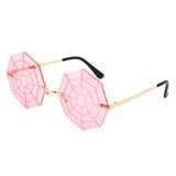 HW2062 - Geometric Round Spider Web Tinted Colored Wholesale Sunglasses