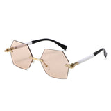 HJ2143 - Rimless Hexagon Gradient Gold-Temple Wholesale Sunglasses