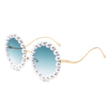 HJ2086 - Round Fashion Pearl Luxury Wavy Frame Women Wholesale Sunglasses