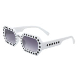 HS2154 - Square Retro Geometric Tinted Rhinestone Fashion Wholesale Sunglasses
