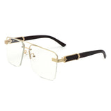 HW3021 - Retro Square Rimless Brow-Bar Tinted Fashion Wholesale Sunglasses