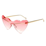 HJ2106 - Rimless Heart-Shaped Gradient Gold-Temple Wholesale Sunglasses