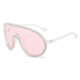 HS2171 - Oversize Fashion Curved Lens Rhinestone Aviator Wholesale Sunglasses