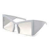 HS1286 - Geometric Square Semi-Rimless Cat Eye Oversize Fashion Wholesale Sunglasses