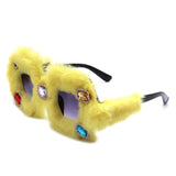 HS2127 - Women Oversize Fuzzy Luxury Party Fashion Fur Square Wholesale Sunglasses