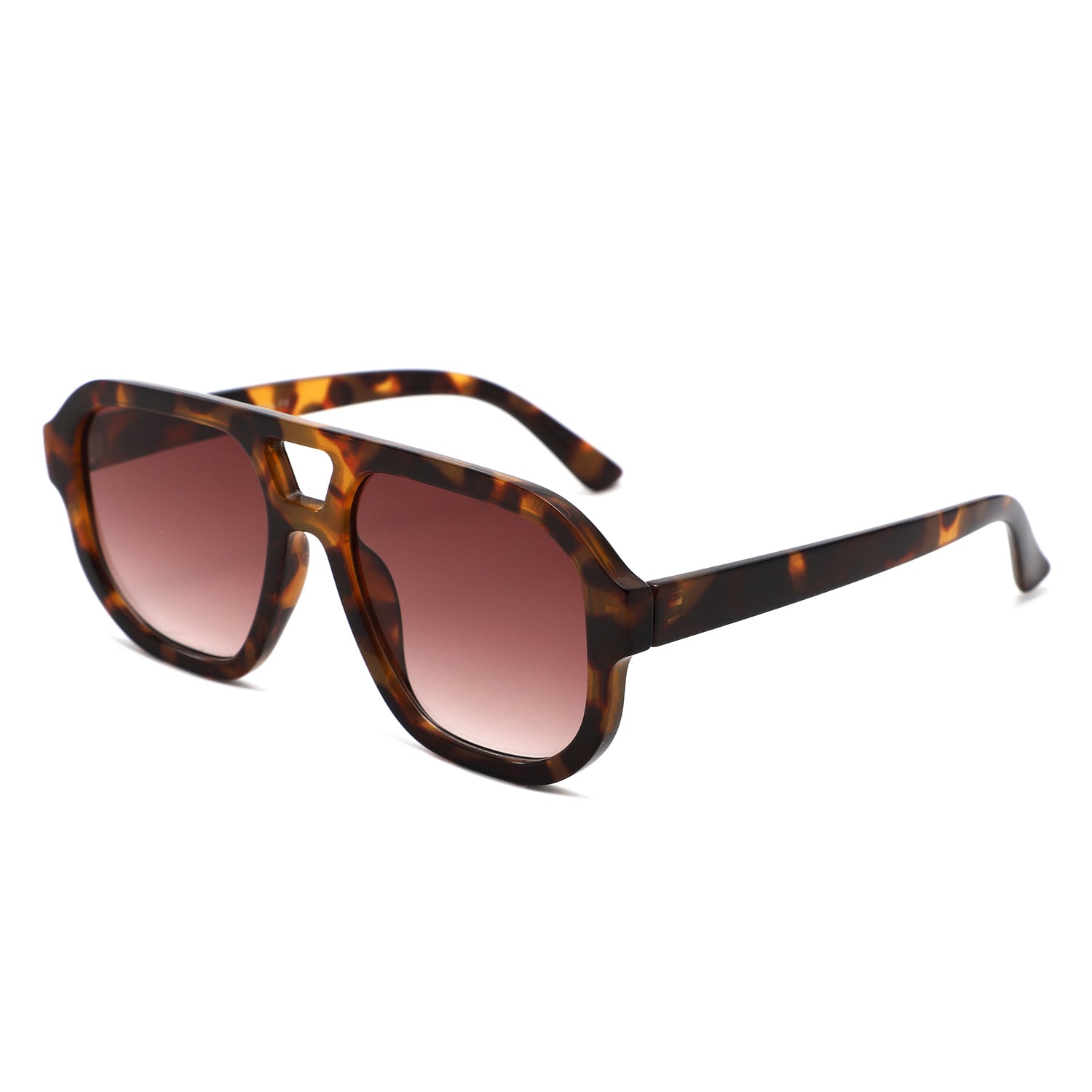 S1265 - Retro Aviator Double Bridge Square Sunglasses - Iris Fashion