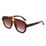 S1265 - Retro Aviator Double Bridge Square Sunglasses - Iris Fashion