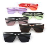 S2143 - Semi-Rimless Fashion Flat Top Square Wholesale Sunglasses