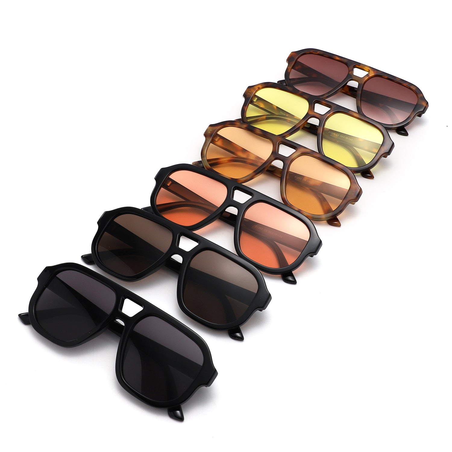 S1265 - Retro Aviator Double Bridge Square Sunglasses - Iris Fashion